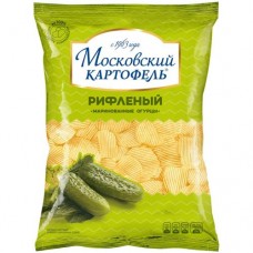Чипсы картофельные Московский Картофель Маринованные огурцы рифлёные, 130г в магазинах Перекресток