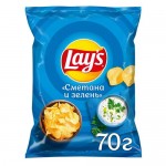 Чипсы картофельные Lays со вкусом сметаны и зелени, 70г