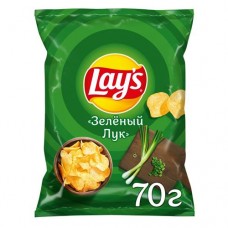 Чипсы картофельные Lays со вкусом молодого зеленого лука, 70г в магазинах Перекресток