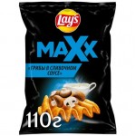 Чипсы Lays Maxx из натурального картофеля со вкусом грибов в сливочном соусе, 110г