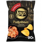 Чипсы Lays Пряная креветка из натурального картофеля рифленые, 90г