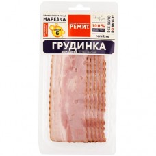 Грудинка Ремит Домашняя копчёно-варёная нарезка, 150г в магазинах Перекресток