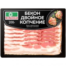 Бекон Велком Двойное копчение сырокопчёный нарезка, 200г в магазинах Перекресток