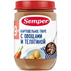 Пюре Semper Картофельное с овощами и телятиной с 9 месяцев, 190г в магазинах Перекресток