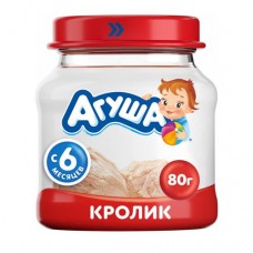 Пюре мясное Агуша Кролик 7% с 6 месяцев, 80г в магазинах Перекресток