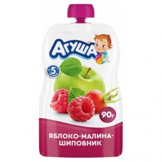 Пюре фруктовое Агуша Яблоко-Малина-Шиповник с 5 месяцев, 90г в магазинах Перекресток