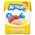 Каша молочная Агуша Овсянка-Малина 2.5% 200мл с 6 месяцев, 200мл