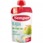 Пюре Semper Груша и абрикос с кашей с 6 месяцев, 120г