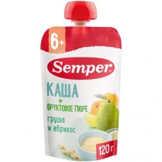 Пюре Semper Груша и абрикос с кашей с 6 месяцев, 120г в магазинах Перекресток