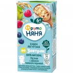 Каша ФрутоНяня молочно-овсяная йогуртная с яблоком малиной и черникой с 6 месяцев, 200мл