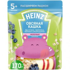 Каша Heinz Лакомая овсяная яблоко-черничное-чёрная смородина с 5 месяцев, 170г в магазинах Перекресток