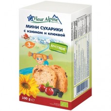 Мини сухарики детские Fleur Alpine С изюмом и клюквой, с 3 лет, 100г в магазинах Перекресток