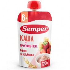 Пюре Semper бананово-клубничное с кашей с 6 месяцев, 120г в магазинах Перекресток