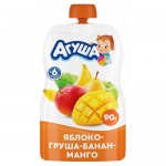 Пюре Агуша яблоко-груша-банан-манго с 6 месяцев, 90г
