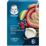 Каша Gerber молочная мультизлаковая с яблоком и малиной с 6 месяцев, 180г