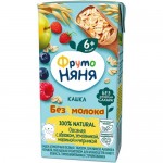 Кашка ФрутоНяня безмолочная овсяная с яблоком, земляникой, малиной и черникой, обогащенная пребиотиком, 200мл
