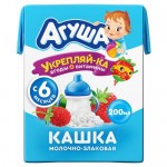 Каша Агуша укрепляй-ка молочная рисовая с клубникой земляникой и яблоком с 6 месяцев 2.7%, 200мл