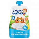 Творог фруктовый Агуша Банан-Яблоко-Персик 4%, 80гр