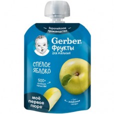 Пюре фруктовое Gerber спелое яблоко с 4 месяцев, 90г в магазинах Перекресток