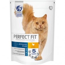 Cухой корм Perfect Fit полнорационный для живущих в помещении кошек с курицей, 650г в магазинах Перекресток