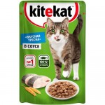 Влажный корм Kitekat для взрослых кошек со вкусом рыбы в соусе Вкусная треска, 85г