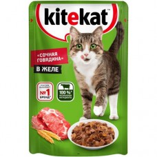 Влажный корм Kitekat для взрослых кошек со вкусом говядины в желе Сочная говядина, 85г в магазинах Перекресток
