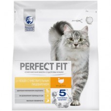 Сухой корм Perfect Fit для взрослых кошек с чувствительным пищеварением с индейкой, 1.2кг в магазинах Перекресток