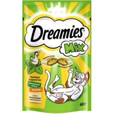 Лакомство Dreamies Mix для взрослых кошек с мятой и курицей, 60г в магазинах Перекресток