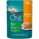 Влажный корм Purina ONE для кошек с курицей и морковью, 75г