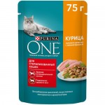 Влажный корм Purina ONE для кошек с курицей и зеленой фасолью, 75г