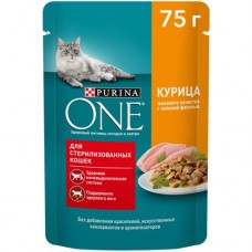 Влажный корм Purina ONE для кошек с курицей и зеленой фасолью, 75г в магазинах Перекресток