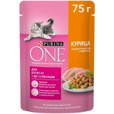 Влажный корм Purina ONE для кошек с курицей и морковью, 75г в магазинах Перекресток