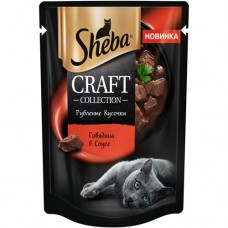 Влажный корм Sheba Craft Collection для кошек рубленые кусочки Говядина в соусе, 75г в магазинах Перекресток