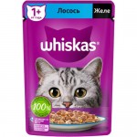 Влажный корм Whiskas для кошек желе с лососем, 75г