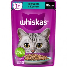 Влажный корм Whiskas для кошек желе с говядиной и кроликом, 75г в магазинах Перекресток