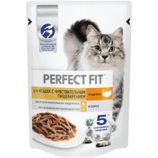 Влажный корм Perfect Fit для кошек с чувствительным пищеварением с индейкой в соусе, 75г в магазинах Перекресток