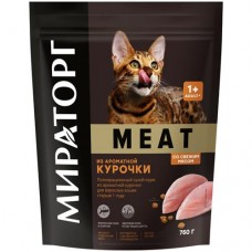 Сухой корм Мираторг Meat из ароматной курочки для взрослых кошек 750г в магазинах Перекресток