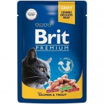 Корм Brit Premium лосось и форель в соусе для взрослых кошек, 85г Корм Brit Premium лосось и форель в соусе для взрослых кошек, 85г