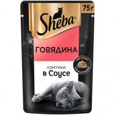 Влажный корм Sheba для кошек Ломтики в соусе с говядиной, 75г в магазинах Перекресток