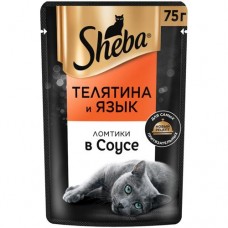 Влажный корм Sheba для кошек Ломтики в соусе с телятиной и языком, 75г в магазинах Перекресток