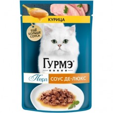Корм Purina Gourmet Перл Соус Де-люкс для кошек с курицей в соусе, 75г в магазинах Перекресток