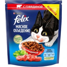 Корм Felix мясное объедение сухой для взрослых кошек с говядиной, 600г в магазинах Перекресток