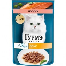 Корм Purina Gourmet Перл для кошек со вкусом лосося нежное филе в соусе, 75г в магазинах Перекресток