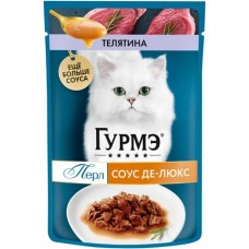 Корм Purina Gourmet Перл Соус Де-люкс для кошек с телятиной в соусе, 75г в магазинах Перекресток