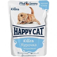 Корм Happy Cat Курочка с морковью кусочки в соусе для котят, 100г в магазинах Перекресток