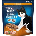 Корм Felix Purina Двойная вкуснятина сухой с птицей для кошек, 600г