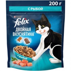 Корм Felix Purina Двойная вкуснятина сухой с рыбой для кошек, 200г в магазинах Перекресток