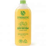 Запасной блок гель для мытья посуды и детских игрушек Synergetic лимон биоразлагаемое, 1л