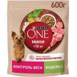 Сухой корм Purina One для собак мелких пород для контроля веса с индейкой и рисом, 600г Сухой корм Purina One для собак мелких пород для контроля веса с индейкой и рисом, 600г