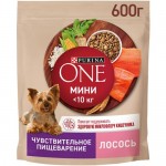 Сухой корм Purina One для собак мелких пород с чувствительным пищеварением с лососем и рисом, 600г Сухой корм Purina One для собак мелких пород с чувствительным пищеварением с лососем и рисом, 600г
